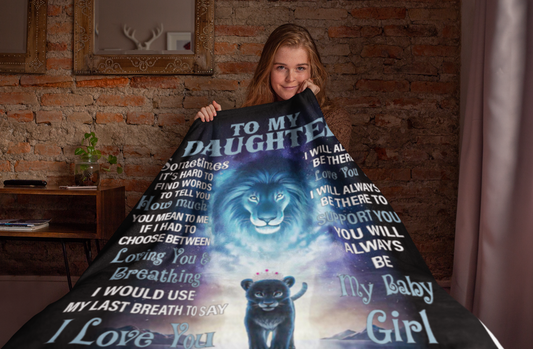 To My Daughter Lion From Dad | Premium Plush Blanket