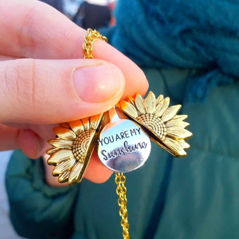 18K Sunflower Necklace / You Are My Sunshine Necklace