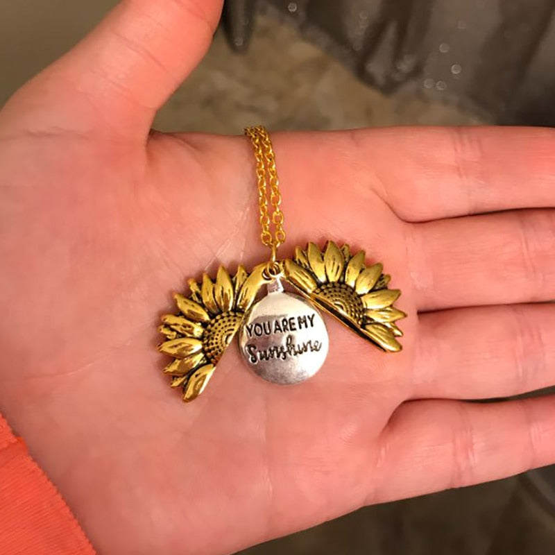 18K Sunflower Necklace / You Are My Sunshine Necklace