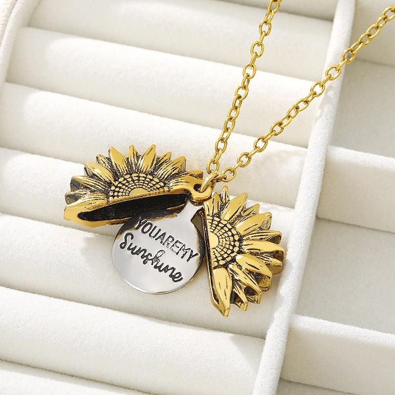 18K Sunflower Necklace / You Are My Sunshine Necklace