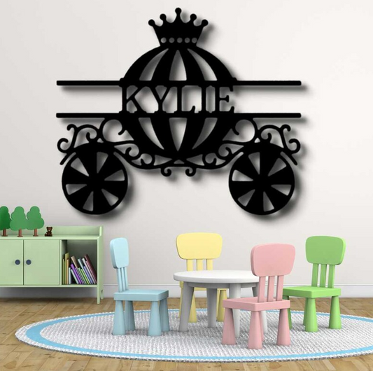 Princess Carriage Monogram - Steel Sign