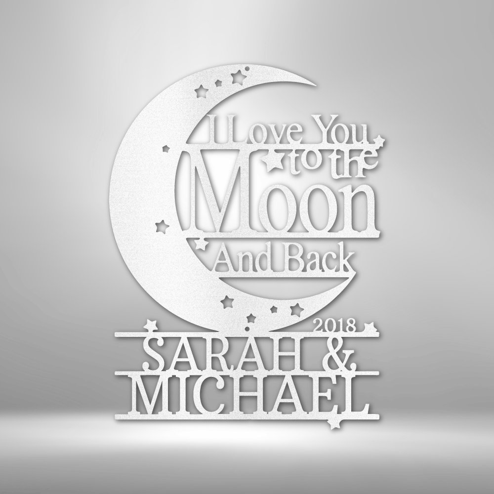 Moon and Back Monogram - Steel Sign