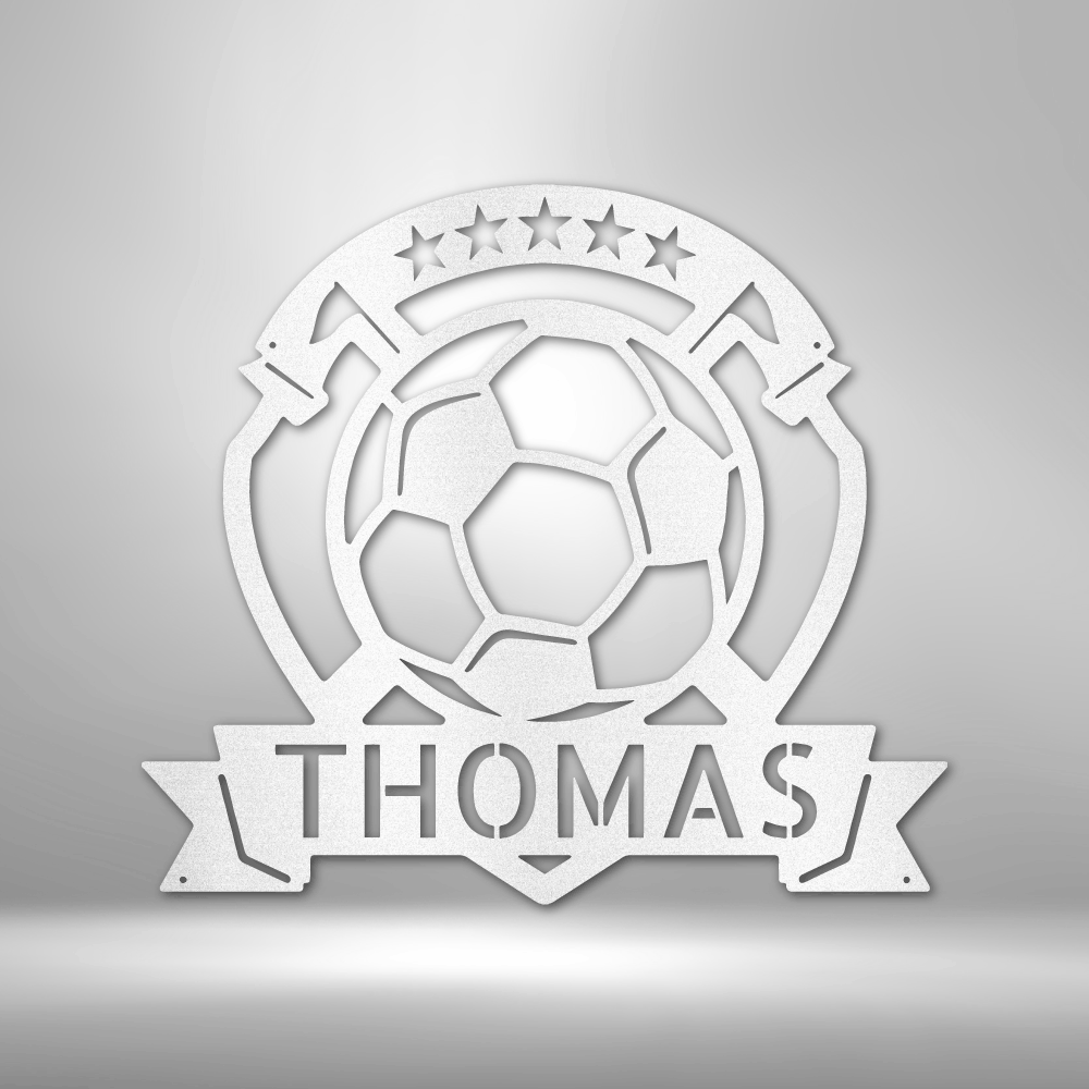 Soccer Plaque Monogram - Steel Sign