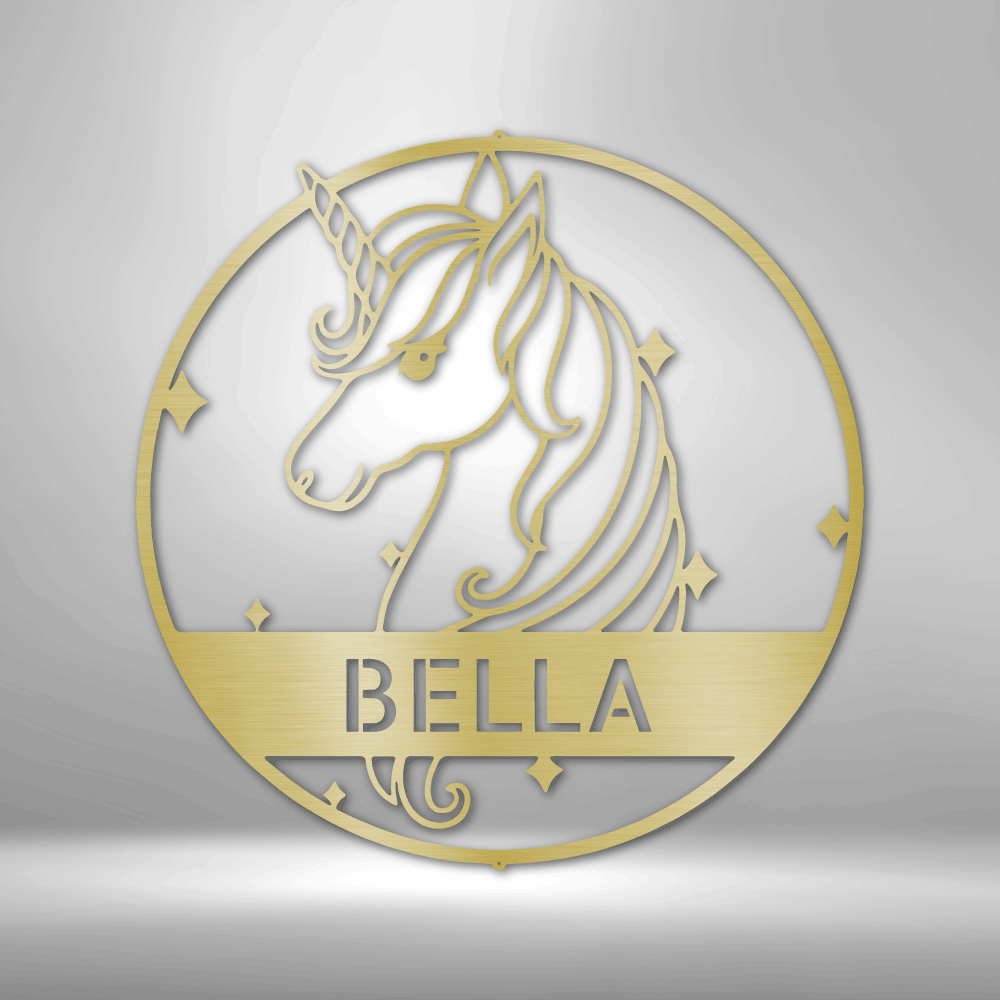 Cute Unicorn Monogram - Steel Sign