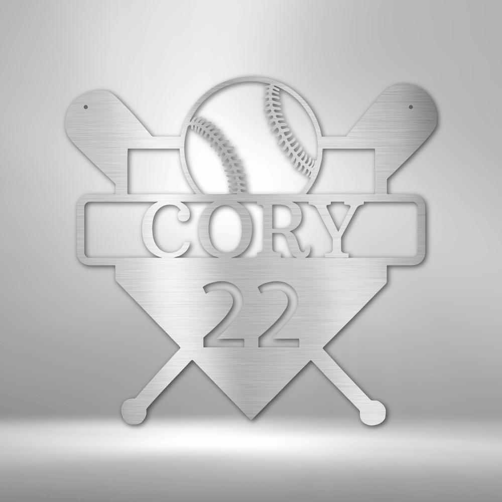 Custom Baseball Monogram - Metal Sign