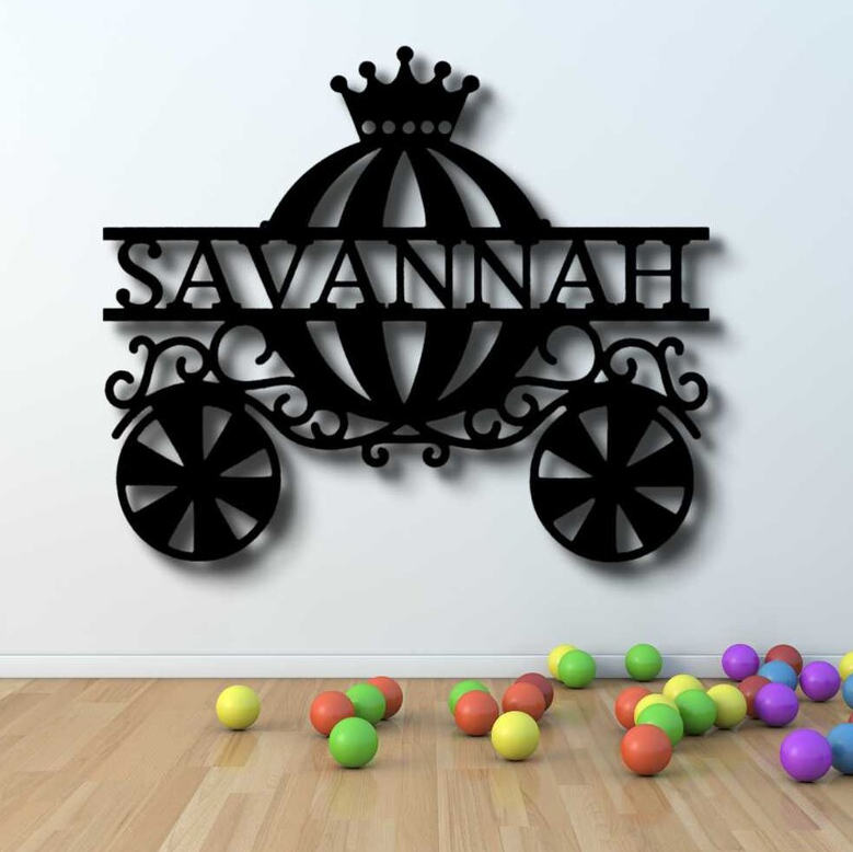 Princess Carriage Monogram - Steel Sign