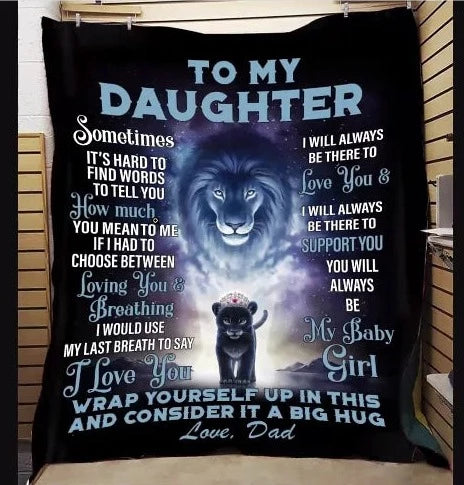 To My Daughter Lion From Dad | Premium Plush Blanket