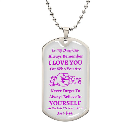 Daughter I Love You Dog Tag - Purple