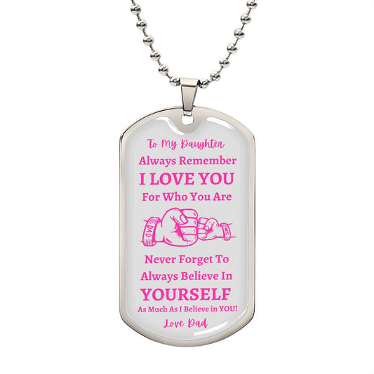 Daughter I Love You Dog Tag - Pink