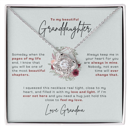 To My Beautiful Granddaughter Necklace (Burgundy)