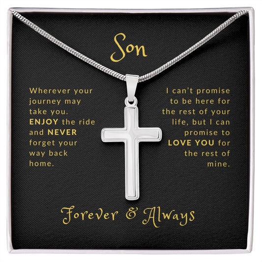 Son Wherever Your Journey May Take You Cross Necklace