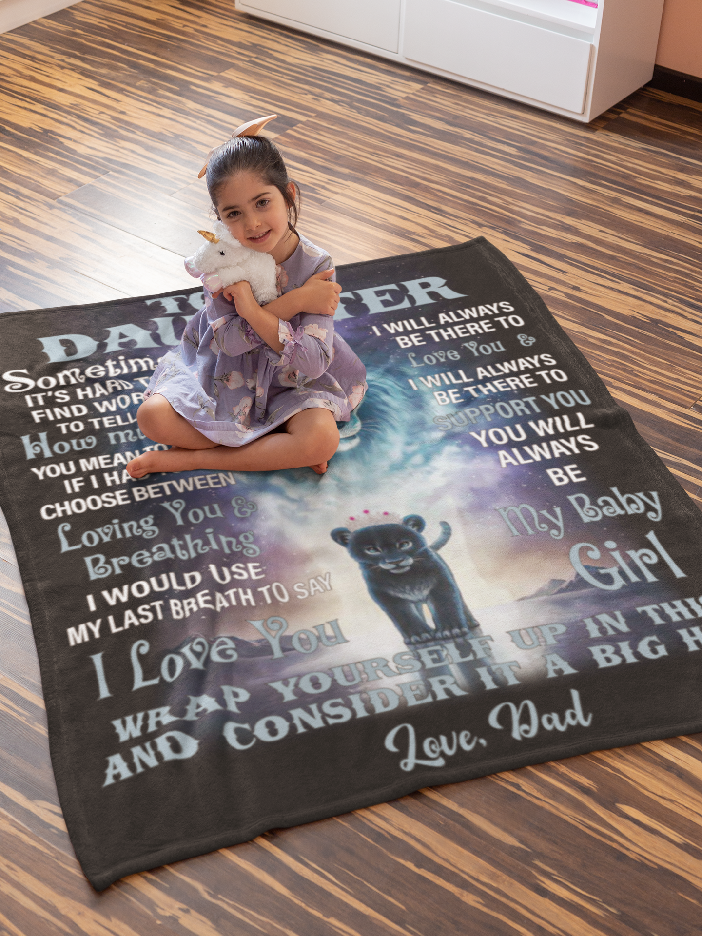 To My Daughter Lion From Dad | Premium Plush Blanket